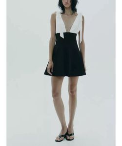 ZARA Contrasting Short Dress With Bows On Straps