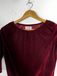 Velvet Wine red Dress(women)