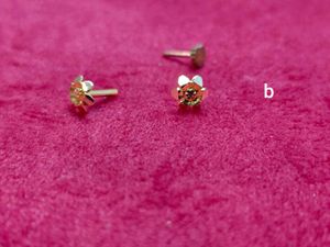 Pure Gold Flower Stud Earrings And Nose Ring