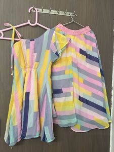 beautiful designerColorful  plazo set for 5-7 yr o