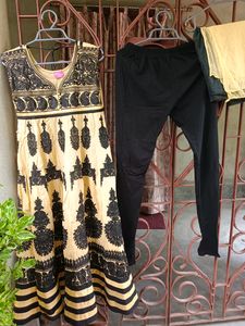 Embroidred Flared Anarkali Churidar Dupata Set🖤💛