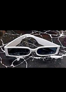Retro Rectangular White Sunglasses
