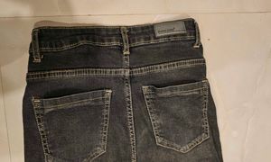 Grey High-waist straight leg jeans