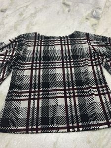 Checked Top with Flared Sleeves