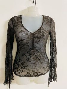 Y2k Lace Top Brown