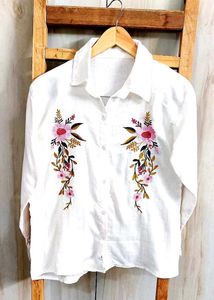 White Cotton Shirt Size-36