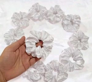 White Satin Scrunchies
