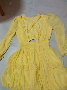 Yellow Cutout Mini Dress