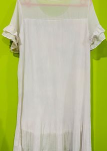 White Ruffle Sleeve Dress