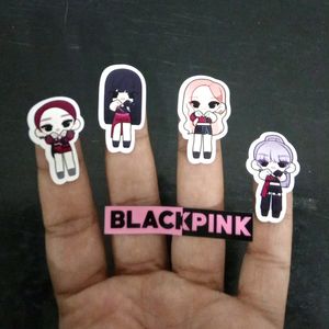 Set Of 11 Black Pink Stickers For Mobile (1 Sheet)