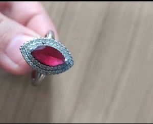 Red Stone Pure silver Ring