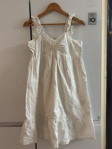 White Ruffle Strap Mini Dress