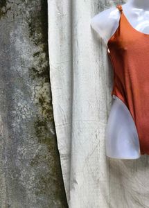 Orangish Brown One Piece Swimsuit