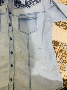 Denim Embroidery Shirt Women