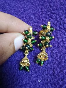 Green Jhumka Earrings