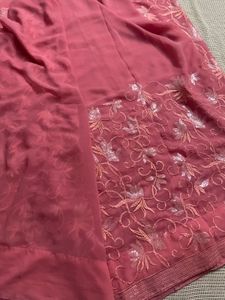 Peach Heavy Embroidered Sequins Saree With Blouse