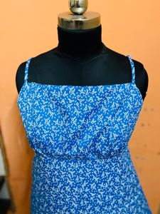 Blue Crepe Dress Xl Size