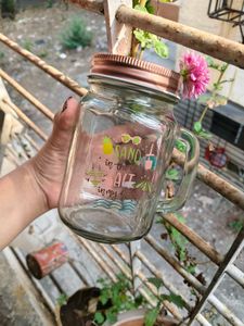 Mason Jar with Handle & Lid