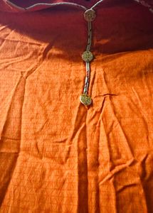 Orange Geometric Button-Down Top With Duppatta
