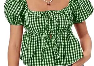 Green Checkered Top
