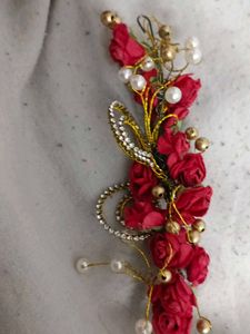 Red Rose &amp; Pearl Hair Clip