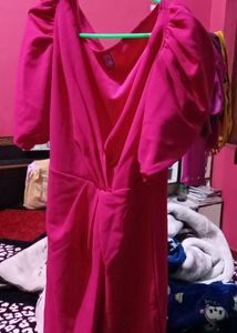 Athena Pink Colour Slit Dress , Not Used Even Once