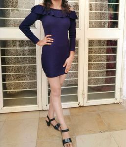 Navy Blue Off-the-Shoulder Dress