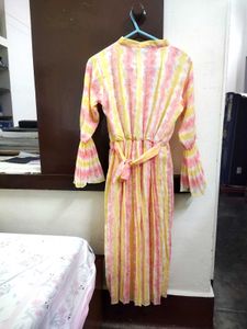 Pink &amp; Yellow Striped Midi Dress