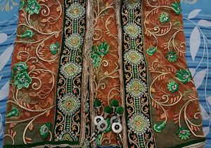 Price Down Party Wedding Gown/ Dupatta,