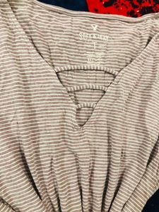 Striped V-Neck Bell Sleeve Top