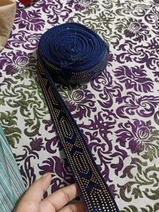 Navy Blue Velvet Stone Lace