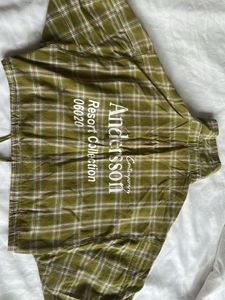 Olive Green Oversized Plaid Top