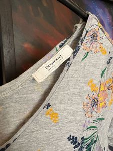 Promod Floral Print V-Neck T-Shirt