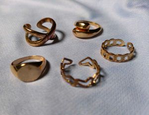 5 Gold Ring Set - Trendy Minimalist Rings