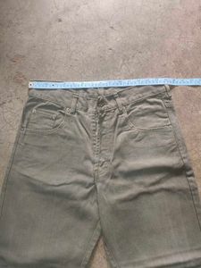 Grey Button‑Fly Workwear Denim — Straight Cut