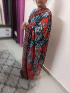 Red Black Saree