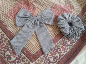 Striped Hair Bow & Scrunchie