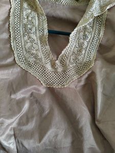 Dusty Pink Blouse with Crocheted Lace Collar