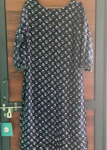 Navy Print Kurta
