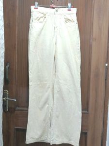 Cream Wide Leg Jeans