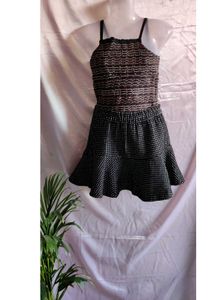 Black Dotted Mini Skirt