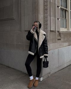 Sherpa Lined Wool Biker Jacket