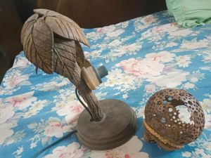 Wooden Art Work Show piece Cum Table Lamp