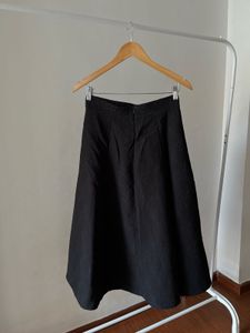 Black Jacquard A-Line MIDI Skirt