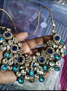 Blue Colour Kundan And Zircon Stone Set