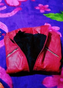 Red Faux Leather Moto Jacket