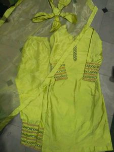 Lime Green Embellished Salwar Kameez