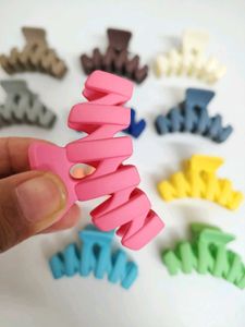Set Of 12 Colorful Matt Hair Claws
