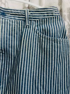 Blue Striped Denim Skirt