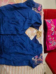 Rani Colour Handwork Design Silk Saree